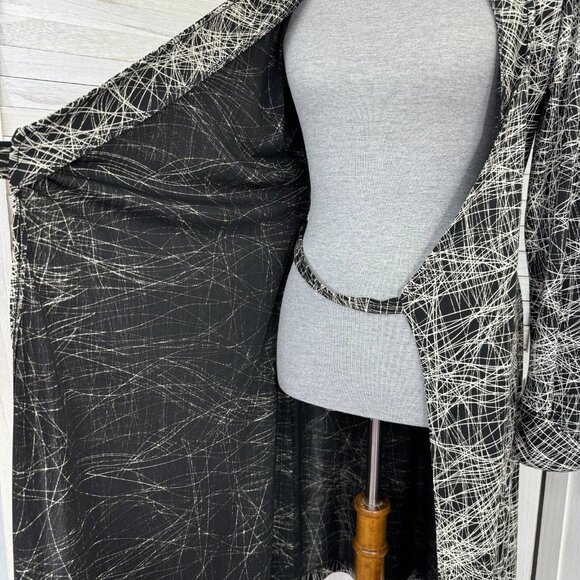 The Limited Dress Womens Medium Black White String Line Wrap Shirt Long Sleeve - Picture 7 of 10